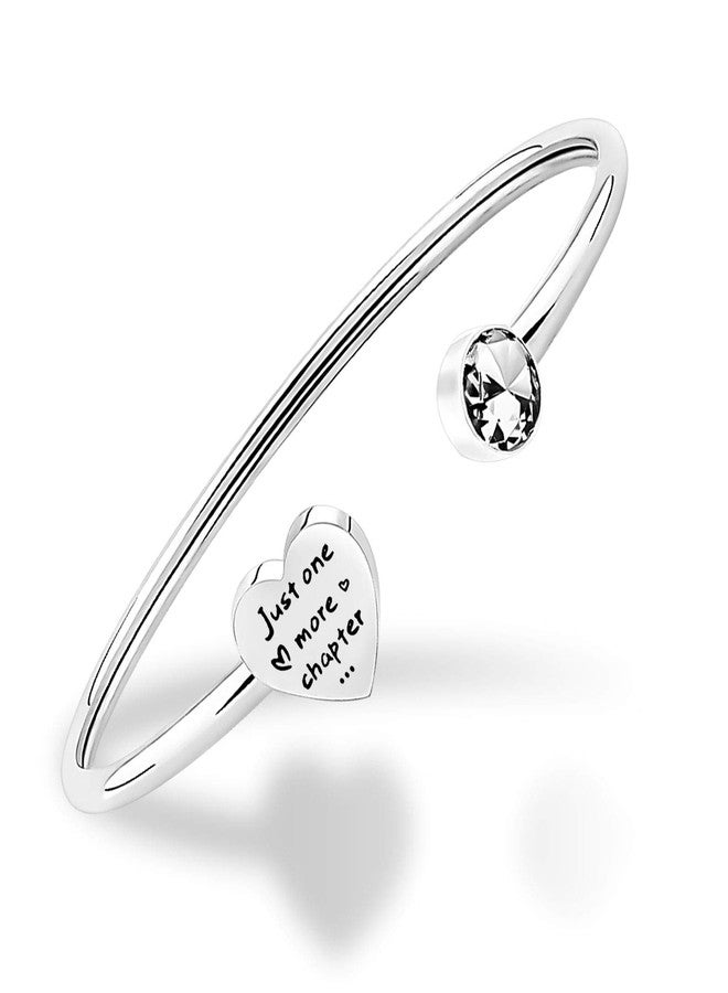 PLITI Bookworm Gift Just One More Chapter Open Cuff Bangle Book Lover Reader Librarian Teacher Jewelry Gift (Just One More Chapter Bracelet) - Image 1