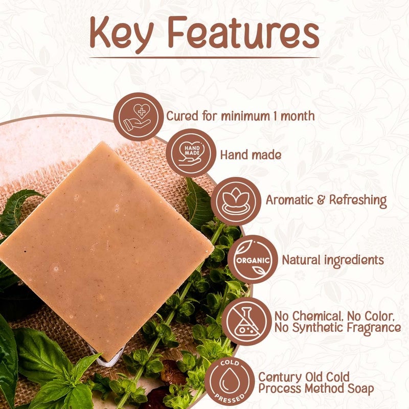 Naturalis Neem Soap for Skin Itching with Pure Camphor and Tulsi  Handmade and Organic Soap Bar ColdProcessed Natural Skin Care Ideal for Acne and Blemishes100g - Image 2