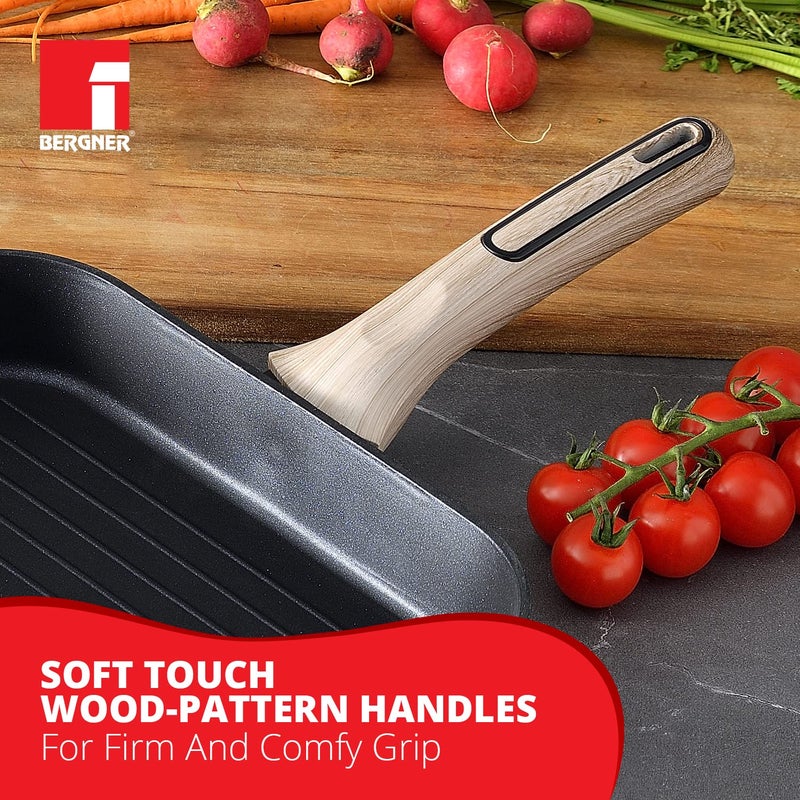 BERGNER Aluminium Ultimate Forged Non-Stick Grillpan 28Cm, Heatdot Technology Base, Food Safe, Grey - Image 5