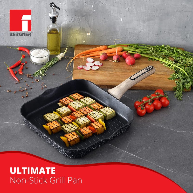 BERGNER Aluminium Ultimate Forged Non-Stick Grillpan 28Cm, Heatdot Technology Base, Food Safe, Grey - Image 2