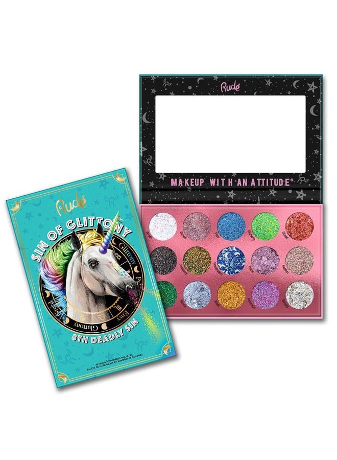 Rude Sin of Glittony Glitter Palette 15 Eyeshadow Palette - Image 1