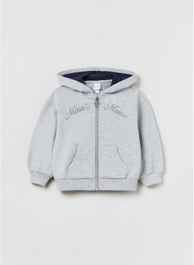 او في اس سويت شيرت بغطاء رأس بسحاب كامل بتصميم ميني ماوس من ديزني للبنات من أوفس - Image 1