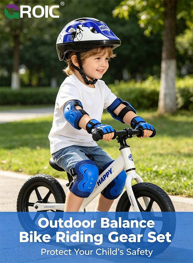 GROIC Kids Protective Gear Adjustable Protective Helmet,Kids Helmet Knee Elbow Pads Wrist Guard Sport Protective Gear Adjustable Scooter Skateboard Roller Bike Skate Cycling Safety Set(Blue) - Image 5