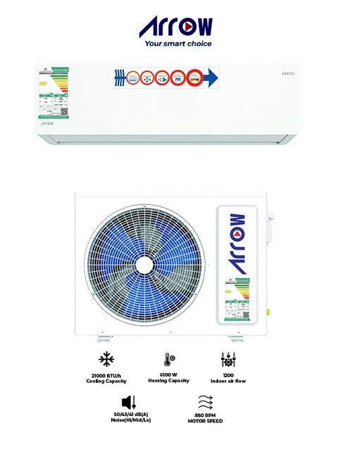 21,000 BTU Cooling & 6,210 BTU Heating Split AC, Double Layer Air Louver, Auto Cleaner, Remote Control, White Color | Model Name: RO-24CBA22-H