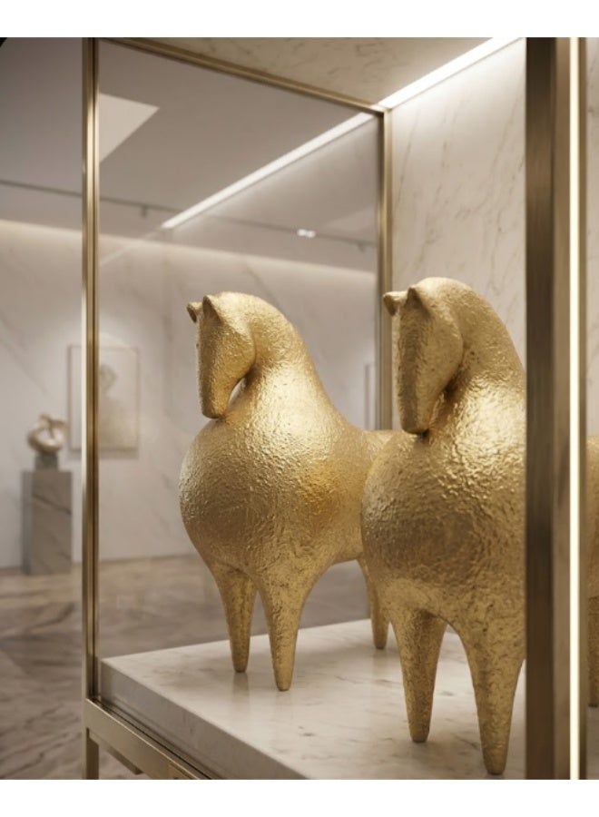 A Modern Abstract Golden Horse Figurine, Perfect for Nordic Style Home Decor And an Ideal Gift for Art Enthusiasts, Mudiem Size - Image 2