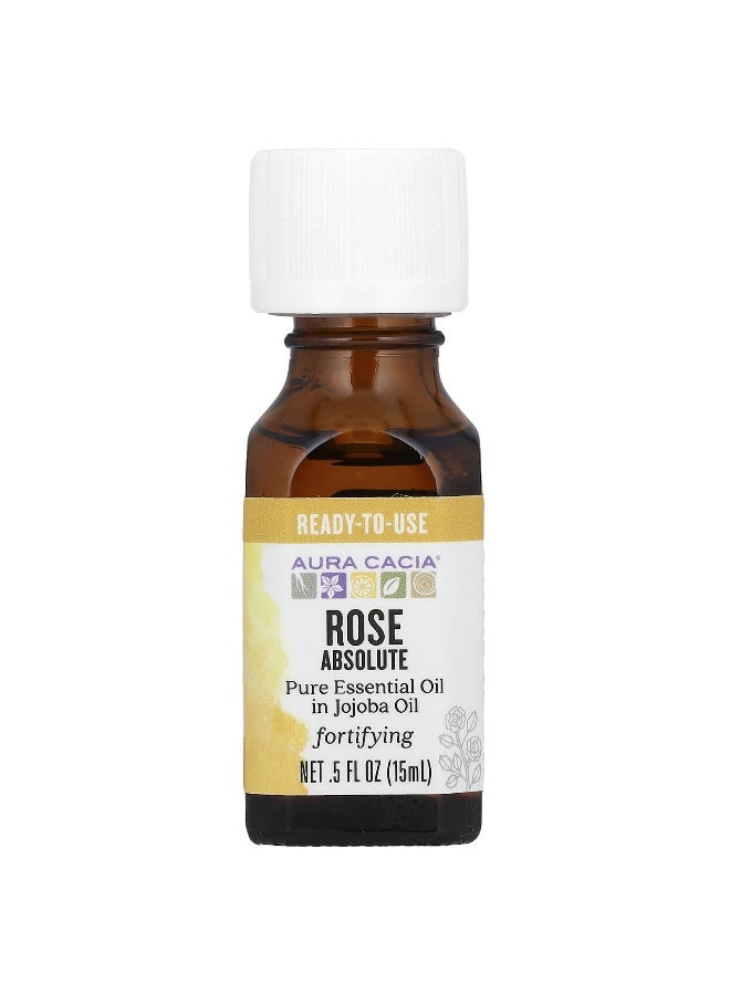 Aura Cacia أورا كاسيا، زيت أساسي نقي في زيت الجوجوبا، زيت الورد المطلق، 0.5 أونصة سائلة (15 مل) - Image 1