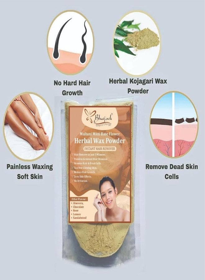 BLUEJACK Herbal Multani mitti Instant Painless Hair Remover Waxing Powder For All Hair & Skin Types (100gm) - Image 4