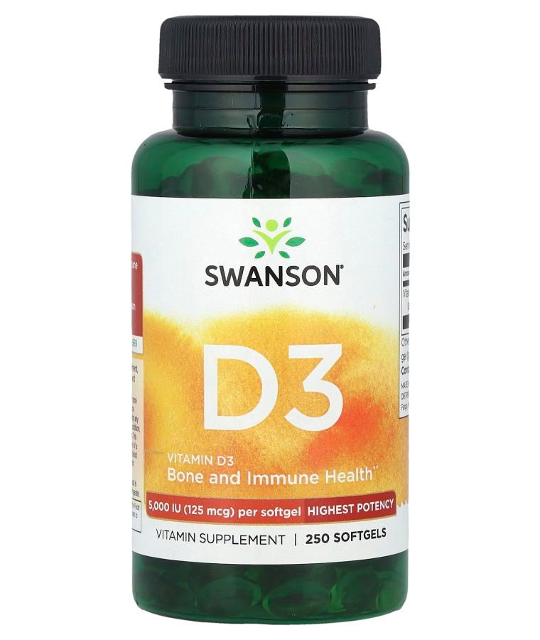 Vitamin D3 Highest Potency 125 mcg (5000 IU) 250 Softgels