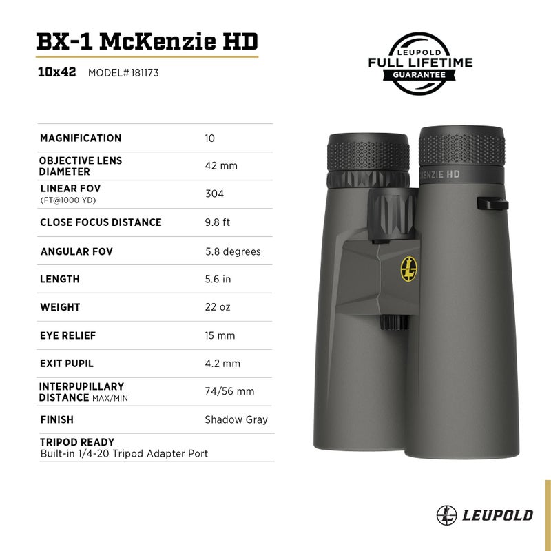 Leupold BX-1 McKenzie HD Binoculars, 10x42mm (181173) - Image 4