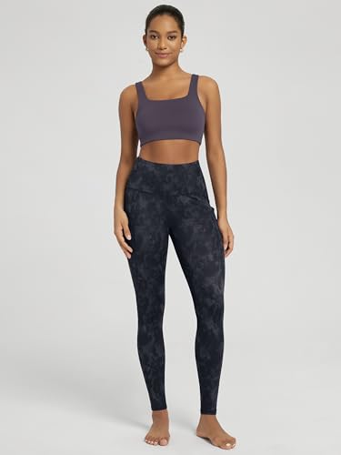 ODODOS Women's High Waisted Full Length Yoga Leggings with Pockets, 28" Inseam Tummy Control Non See Through Workout Athletic Running Yoga Pants, Tie Dye Smoke Ink, X-Large - Image 4