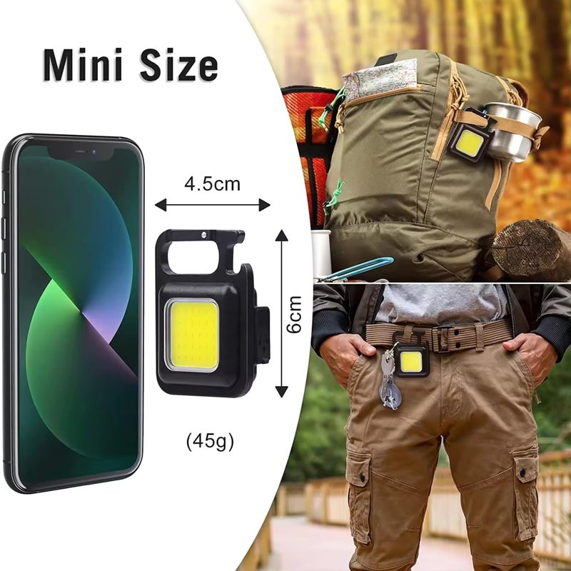 KhuHap KhuHap COB Rechargeable Keychain Flood Light Mini LED Lamp Flashlight Torch USB Charging Magnetic Gadgets Folding Bracket Bottle Opener Pocket Emergency Tourch Pack of 1 - Image 5
