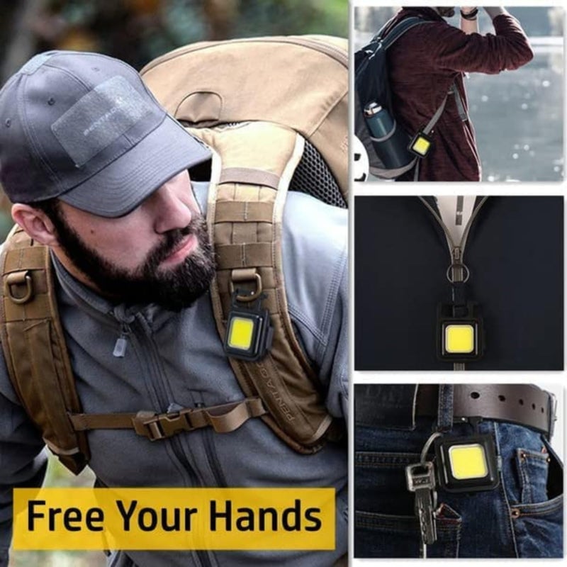 KhuHap KhuHap COB Rechargeable Keychain Flood Light Mini LED Lamp Flashlight Torch USB Charging Magnetic Gadgets Folding Bracket Bottle Opener Pocket Emergency Tourch Pack of 1 - Image 2