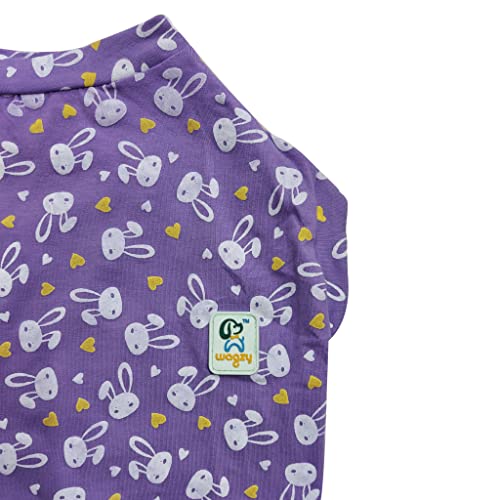 WAGZY Purple Cute Bunny Printed T-Shirts for Puppies, Kitten, Dogs and Cats (16" - Medium) - Image 2