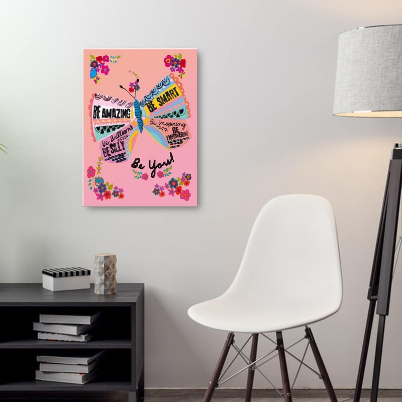 OTINGQD Motivational Wall Art - Pink Butterfly - Image 4