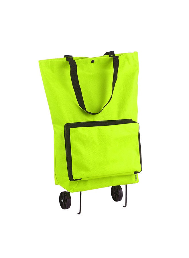 Foldable Shopping Trolley Bag with Wheels Collapsible Shopping Cart Reusable Foldable Grocery Bags Travel Bag Green  - Image 2