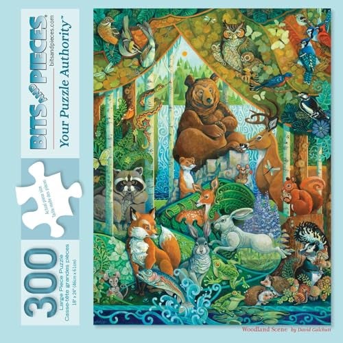 Bits and Pieces 300 Piece Puzzles for Adults 300 Large Pieces 18 x 24 Jigsaw Puzzles Forest Animals Art Deco Arts Crafts No 2 Pieces Alike Woodland Scene - Image 1