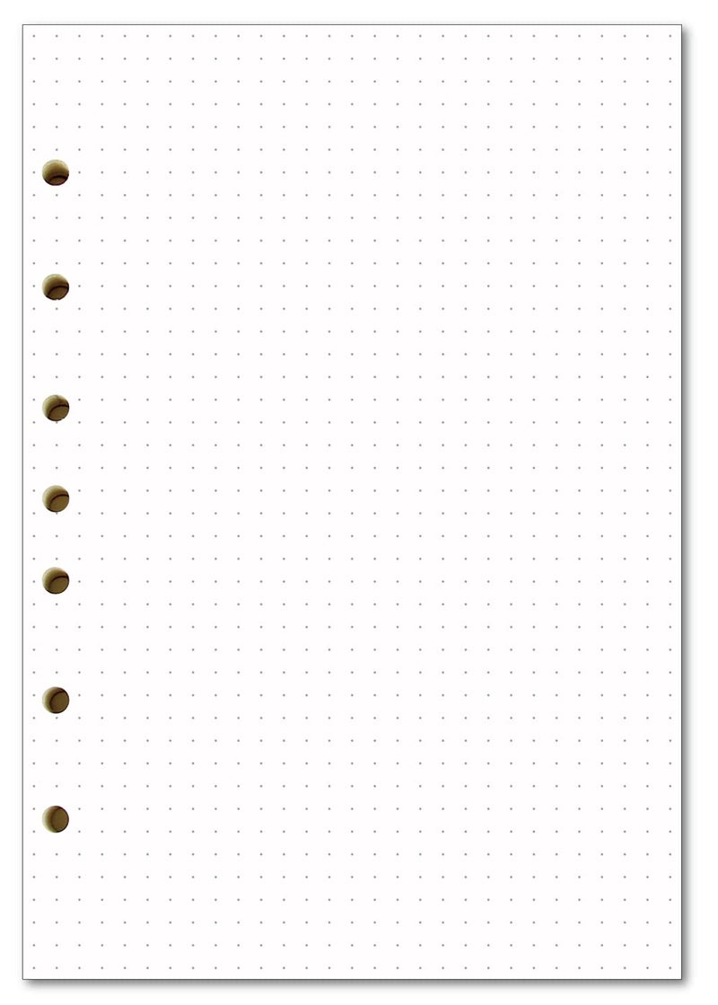 Dotted Filler Paper Pack of 100 Sheets, 7 Hole Punched Planner Refills 5 1/2 x 8 1/2 Inches, Fit 3 or 7 Ring Mini Binders