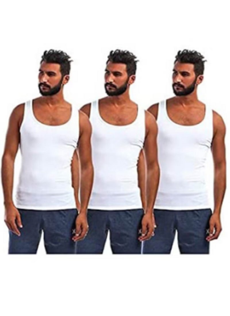 DICE Mens Set of 3 Cotton Round Neck Sleeveless Undershirt Size : X Large  - Image 1