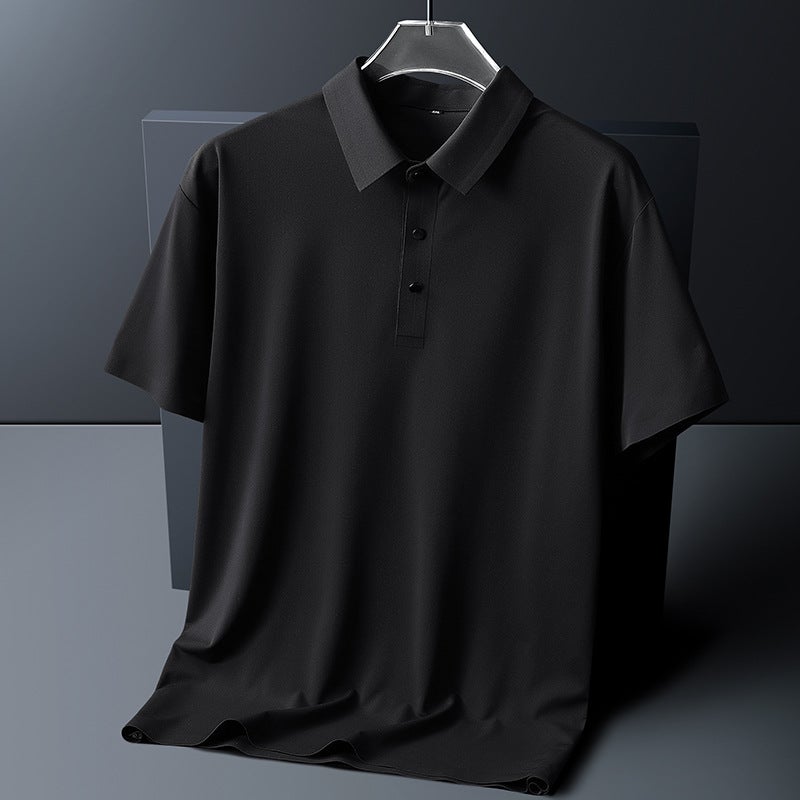 Fat Man Plus Size Business Ice Silk Seamless Men'S Short-Sleeved Lapel Polo Shirt Ice Silk Quick-Drying High-Quality Men'S Shirt - Image 4