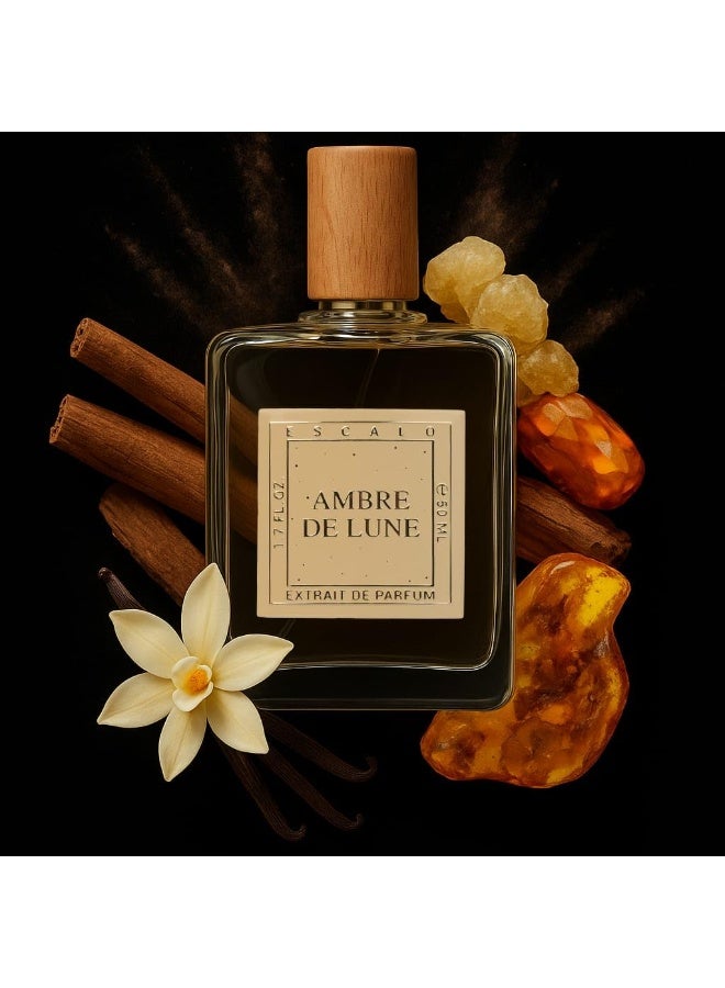 ESCALO PERFUME Ambre de Lune, 50ml Extrait de Parfum, Luxurious Amber Oud Perfume with Lavender, Cinnamon & Vanilla – Warm, Spicy & Sophisticated Long Lasting Fragrance (50 ml, AMBRE DE LUNE) - Image 4