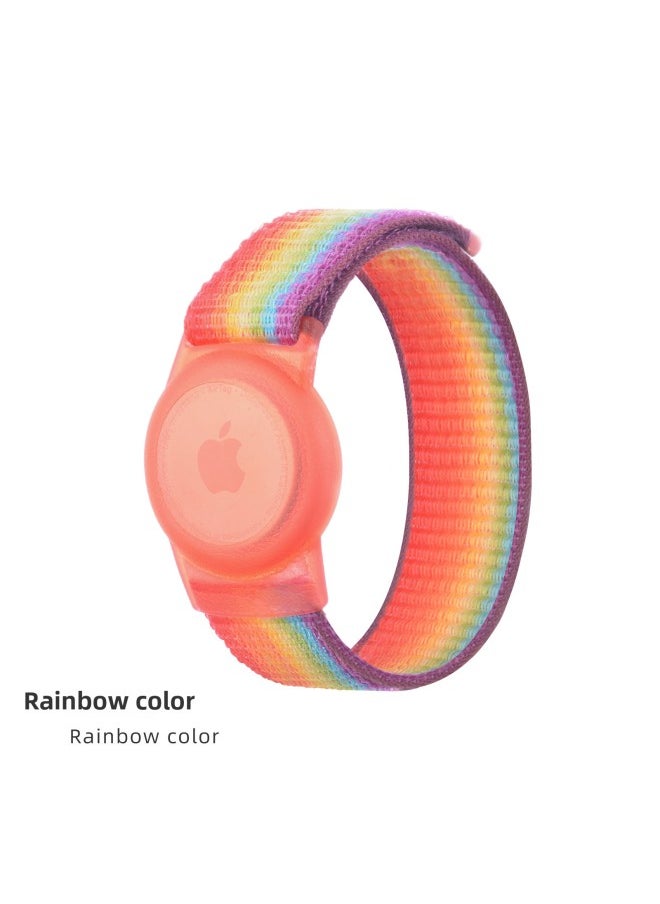 Generic - For Airtag Strap Protective Cover Apple Anti-lost Locator Nylon Children's Wristband Watch Bracelet Protective Case-color:rainbow Color I-Applicable Models:Size: 220MM - Image 1