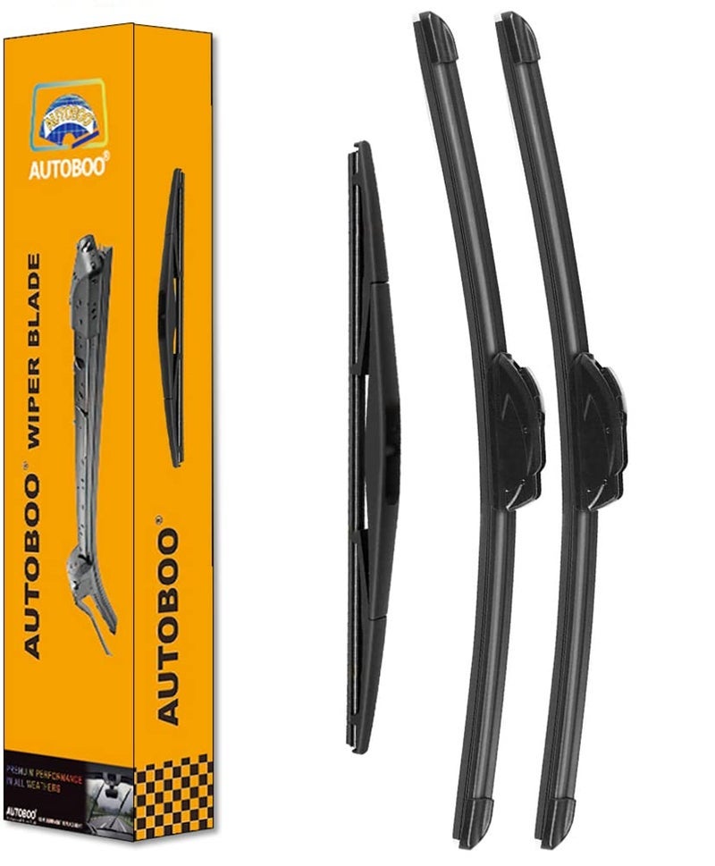 AUTOBOO مساحات زجاج أمامي AUTOBOO مقاس 26"+19" مع شفرة ماسحات خلفية بحجم 14 بوصة بديل لاستبدال سوبارو أوتباك ليجاسي 2010 2011 2012 2013 2014 - جودة المصنع الأصلية (حزمة من 3 نسخ) - Image 1