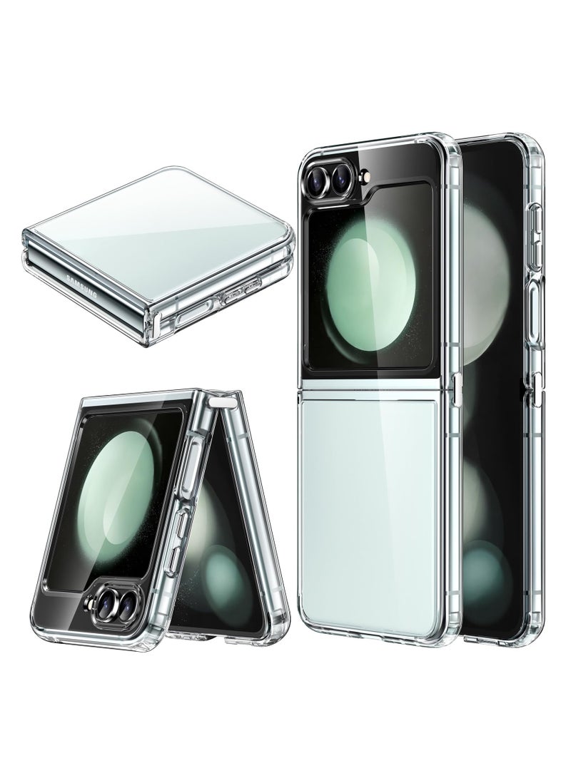 جي تيك حافظة لهاتف سامسونج جالاكسي Z Flip 5 2023، غطاء هاتف واقٍ شفاف مع ممتص للصدمات وظهر مضاد للخدش شفاف - Image 1