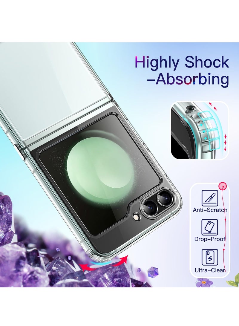 جي تيك حافظة لهاتف سامسونج جالاكسي Z Flip 5 2023، غطاء هاتف واقٍ شفاف مع ممتص للصدمات وظهر مضاد للخدش شفاف - Image 4