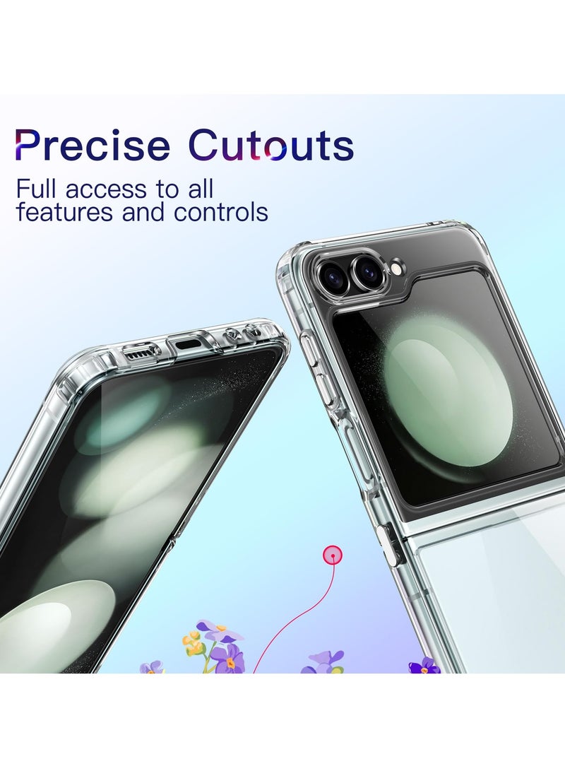 جي تيك حافظة لهاتف سامسونج جالاكسي Z Flip 5 2023، غطاء هاتف واقٍ شفاف مع ممتص للصدمات وظهر مضاد للخدش شفاف - Image 5