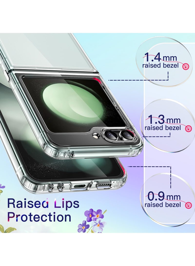 جي تيك حافظة لهاتف سامسونج جالاكسي Z Flip 5 2023، غطاء هاتف واقٍ شفاف مع ممتص للصدمات وظهر مضاد للخدش شفاف - Image 3