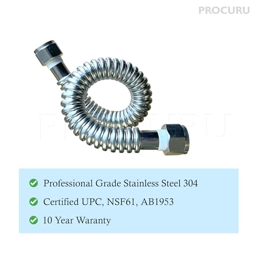 PROCURU موصل مرن من الفولاذ المقاوم للصدأ PROCURU 1-Pack 3/4" FIP x 36" (3Ft) لمياه السخان، معتمد كآمن (6WAA36-1P) - Image 3