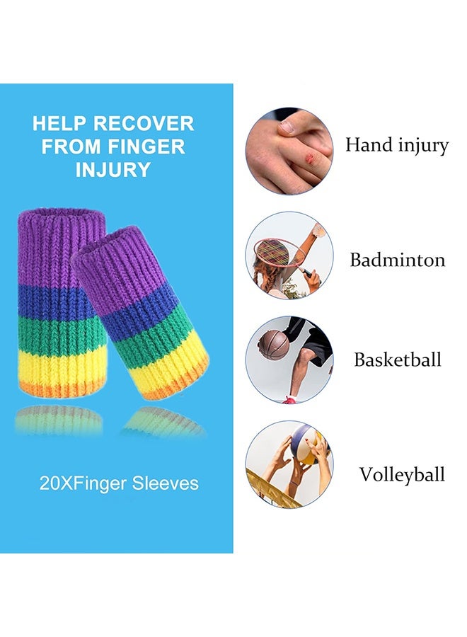 دبليو أف أف أو 20 قطعة أكمام ضغط للأصابع للدعم، حماة أكمام الأصابع، دعامة الإبهام لالتهاب الإصبع المؤلم، تورم، كرة السلة والرياضة، مرنة وقابلة للتنفس لتخفيف الألم - Image 5