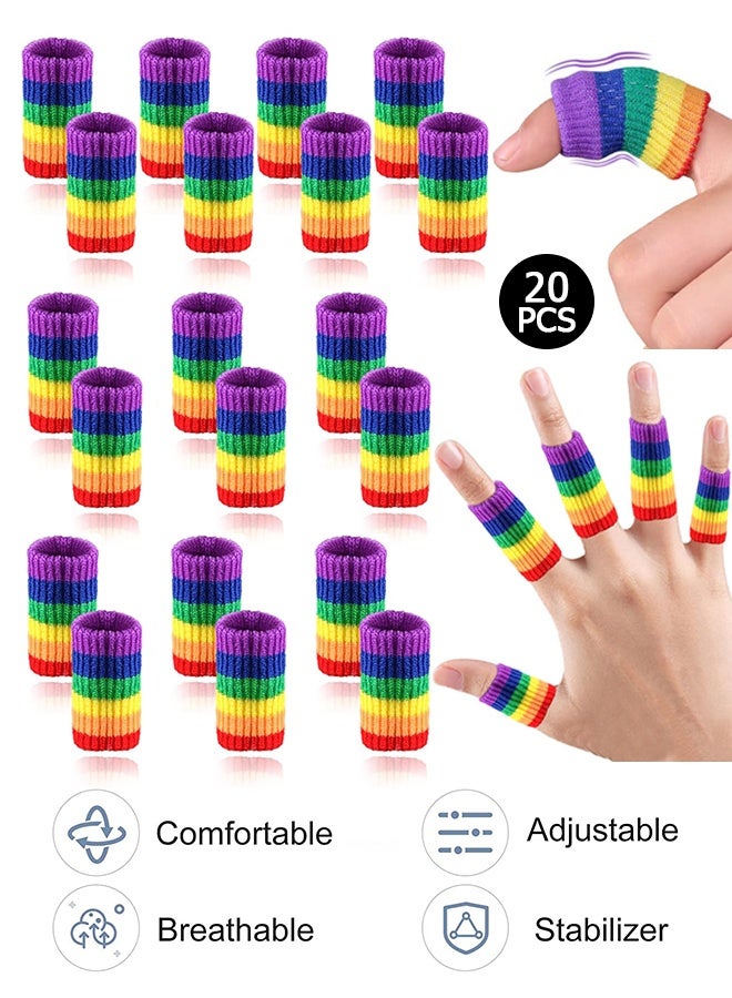 دبليو أف أف أو 20 قطعة أكمام ضغط للأصابع للدعم، حماة أكمام الأصابع، دعامة الإبهام لالتهاب الإصبع المؤلم، تورم، كرة السلة والرياضة، مرنة وقابلة للتنفس لتخفيف الألم - Image 1