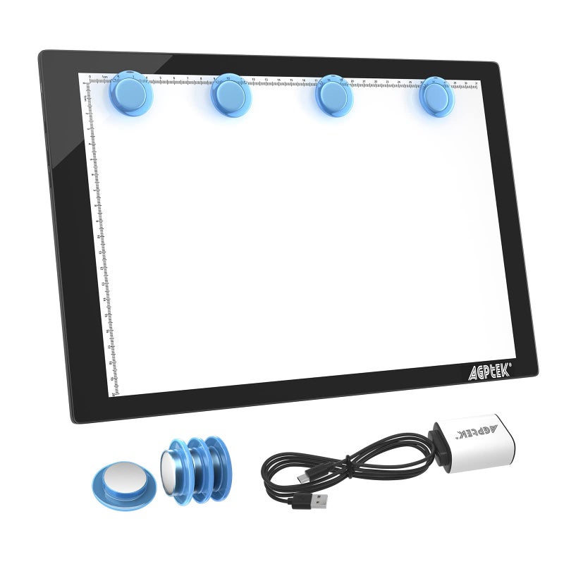 AGPtek Magnetic A4 LED Artcraft Tracing Light Pad 4 Light Box Ultra-Thin Physical Buttons Control with Memory Function USB Powered Pad Animation,Sketching,Designing,Stencilling X-ray Viewing W/USB Adapter - Image 1