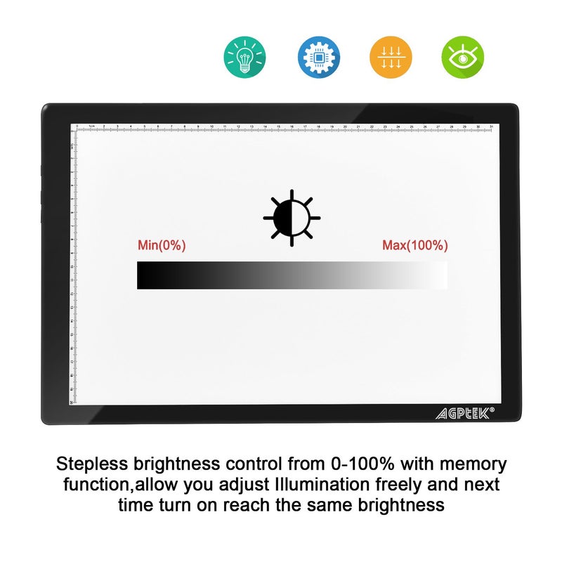 AGPtek Magnetic A4 LED Artcraft Tracing Light Pad 4 Light Box Ultra-Thin Physical Buttons Control with Memory Function USB Powered Pad Animation,Sketching,Designing,Stencilling X-ray Viewing W/USB Adapter - Image 5