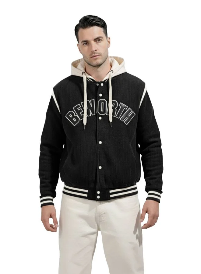 ذا انديان كراج كو Men Regular Fit Applique Hooded Neck Full Sleeves Bomber Jacket