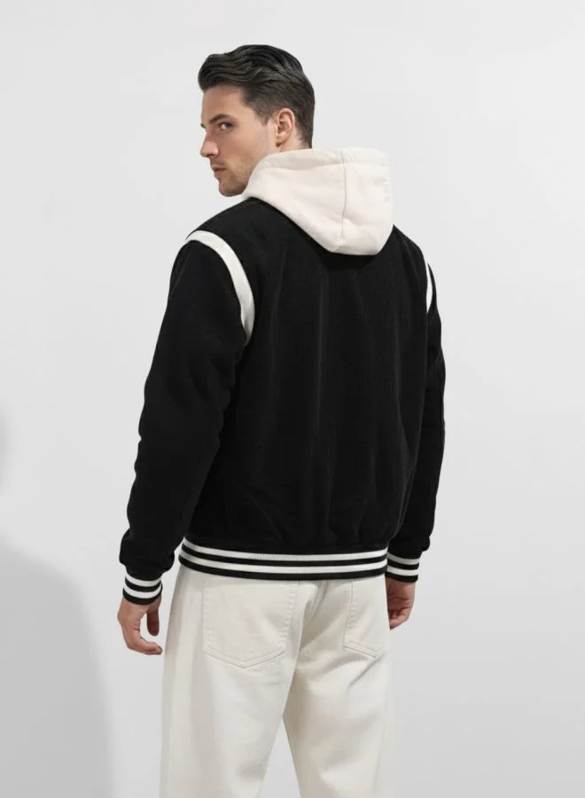 ذا انديان كراج كو Men Regular Fit Applique Hooded Neck Full Sleeves Bomber Jacket
