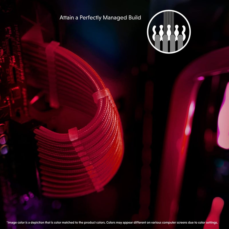 LINKUP - AVA 50cm PSU Cable Extension Sleeved Custom Mod GPU PC Braided w/Comb Kit - Compatible with RTX3090 | 1 x 24 P (20+4) | 2 x 8 P (4+4) CPU | 3 x 8 P (6+2) GPU Set | 500mm - Red - Image 5