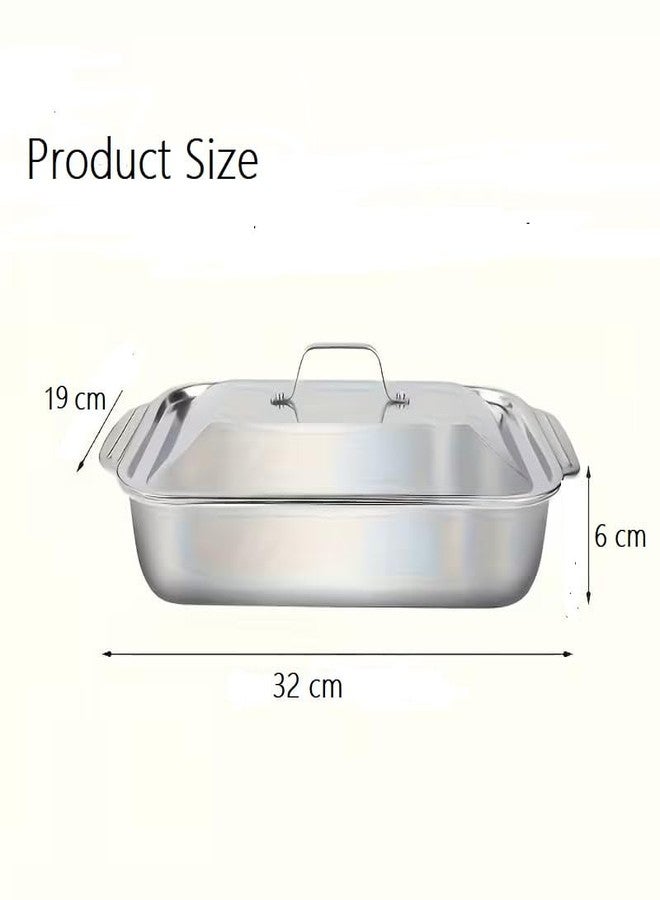 Touchcart 2PCS Stainless Steel Serving Tray with Lid 32×19×6 CM Heavy-Duty Deep Buffet, Roasting, Baking, Steam Table & Meal Prep Pan Set for Home, Catering, Restaurant Rustproof, Oven Dishwasher Safe - Image 3