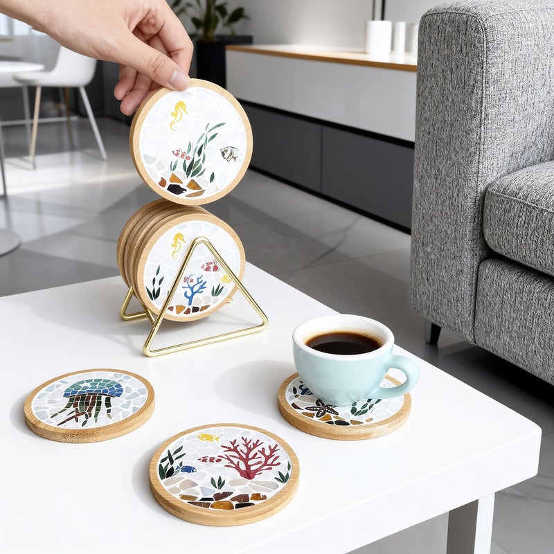 Handmade Bamboo Mosaic Coaster Kit – DIY Activity for Youth - Image 4