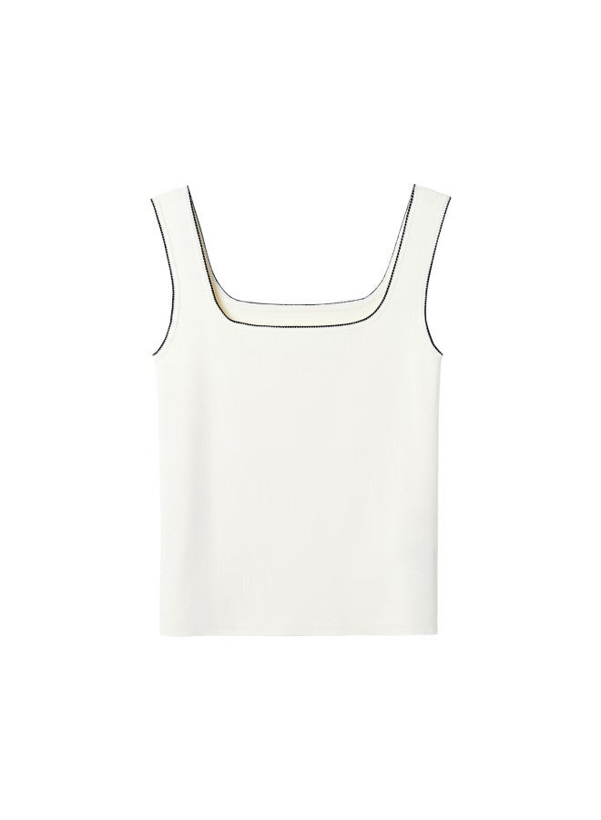 Yanyee Elegant Square Neck Camisole Tank Top For Women, Early Spring Inner Layer, High-end Sleeveless Undershirt, Off-white, 2XL - Image 2
