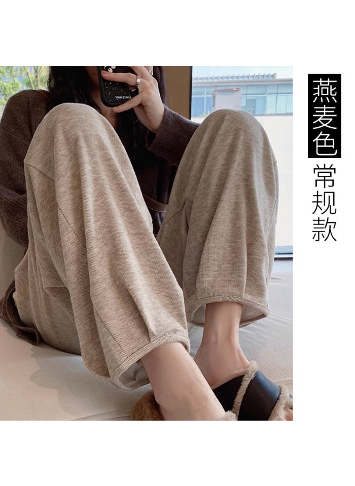 Generic Pregnant Womens Autumn and Winter fleece-lined New Glutinous Rice Pants Wide Leg Hallen Pants Trousers Small Outer Wear Radish Pants Cropped PantsSpring and autumn oatmeal color Spring and autumn oatmeal color 