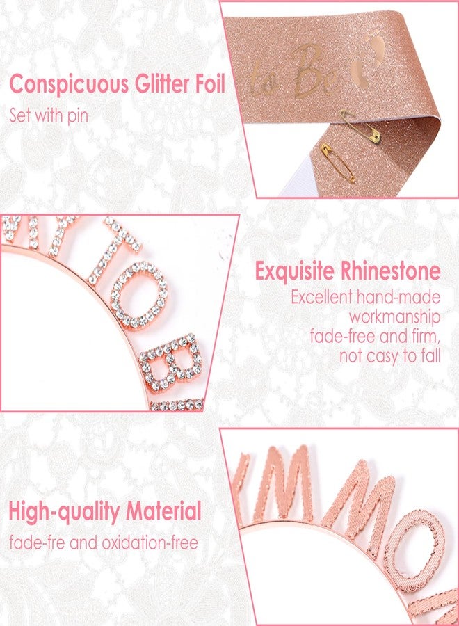 OYANIMO Mom to be Baby Shower Decorations, Mom to be Sash and Tiara Set Mother to be Crown Mom to be Pin Maternity Gift for Her, for Gender Reveal and Baby Girl Showers, Pink (Rose Gold) - Image 3