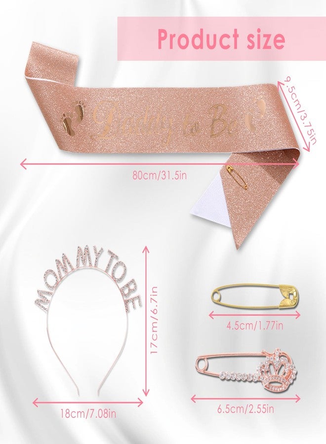 OYANIMO Mom to be Baby Shower Decorations, Mom to be Sash and Tiara Set Mother to be Crown Mom to be Pin Maternity Gift for Her, for Gender Reveal and Baby Girl Showers, Pink (Rose Gold) - Image 4