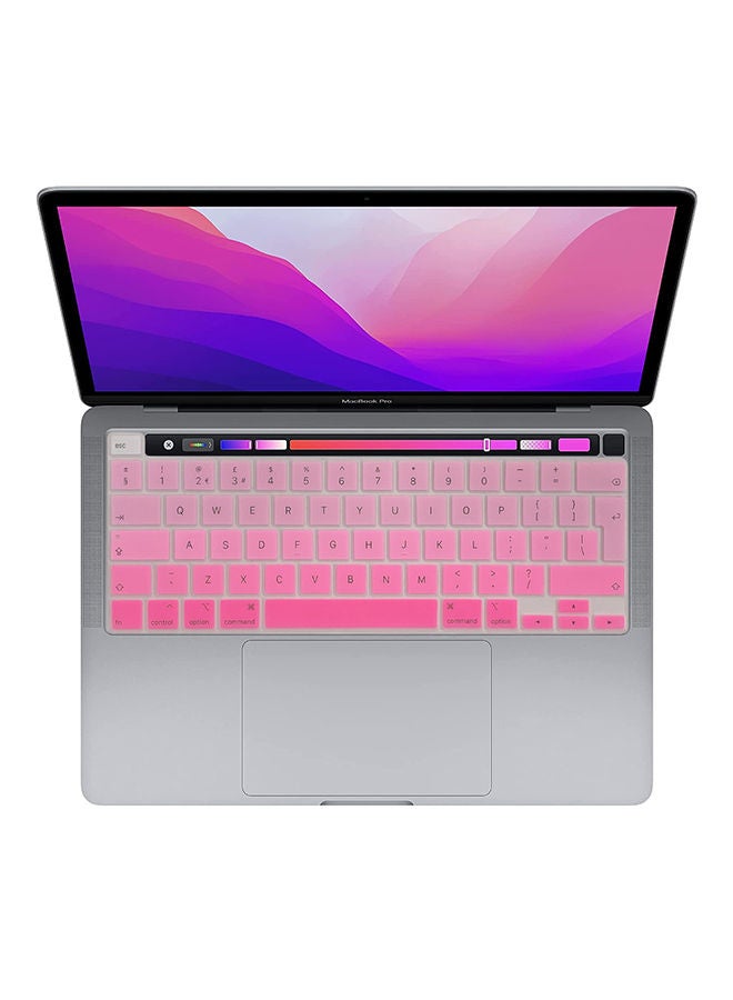 O Ozone Keyboard Skin For MacBook Pro 16 inch 13 inch M1 Silicone Keyboard Cover A2338 A2289 A2251 A2141 English UK/EU Layout - Gradient Pink - Image 1