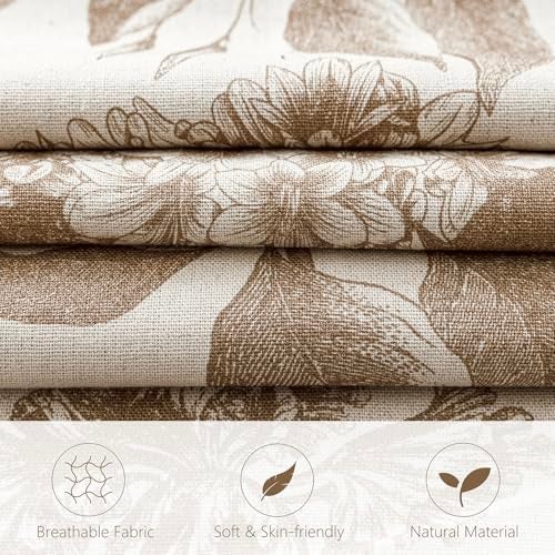 Foindtower Set of 2 Linen Floral Throw Pillow Covers Vintage Accent Print Decorative Cushion Covers Farmhouse Boho Home Decor for Sofa Chair Couch Bedroom Living Room2020 InchLight Brown - Image 3