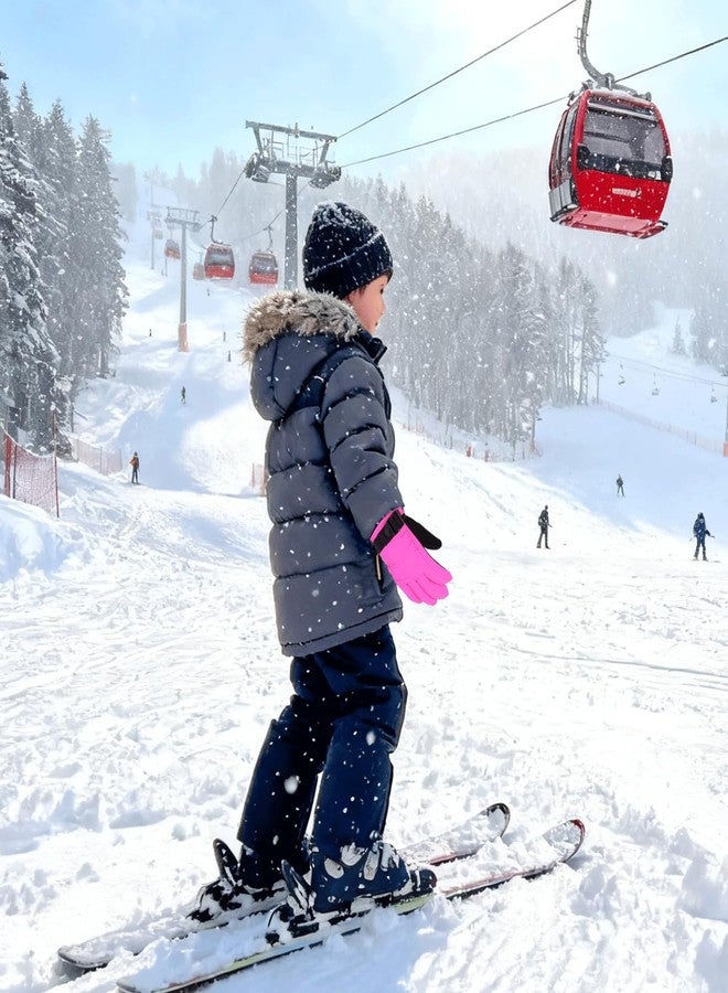 XTACER Boy's Girl's Kid's Ski Snow Gloves Snowboard Winter Warm Cold Weather Gloves for Boys Girls Children (Hot Pink-Long Cuff, 10-12 Years) - Image 3