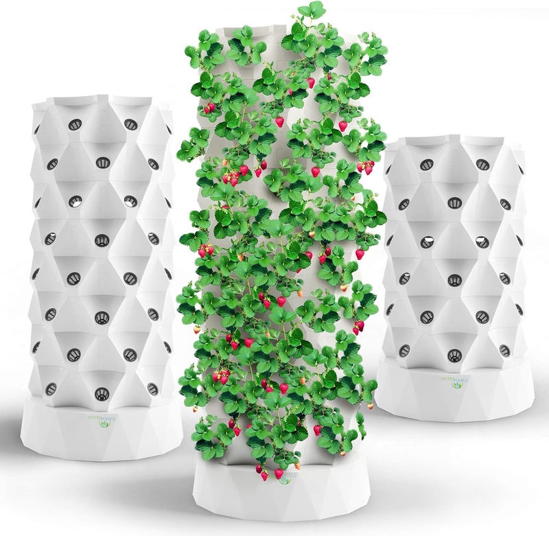 Nutraponics Tower Garden  EntryLevel Hydroponic Growing System for 48 Plants  IndoorOutdoor Vertical Garden with Analog Watering Control LeakProof Design  Quiet Submersible Pump
