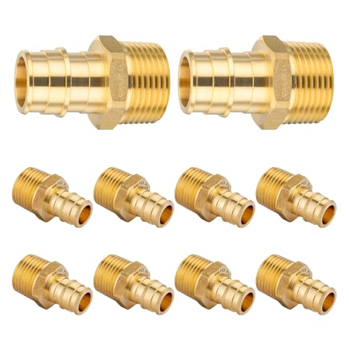 HeSun 10Pack HeSun PEX A Expansion Fitting 34 Inch Male Thread Adapter34 Male NPT x 34 Pex Expansion AdapterASTM F1960PEX1960018 - Image 1