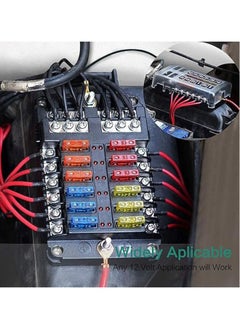 Generic 12 Way 12V Blade Fuse Block,12 Circuit ATC/ATO Fuse Box Holder with LED Indicator Waterpoof Cover for 12V/24V Automotive Truck Boat Marine RV Van Vehicle  - Image 2